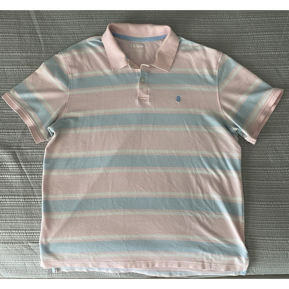 IZOD Advantage Performance Men's Striped Short Sleeve Polo Shirt Size XL